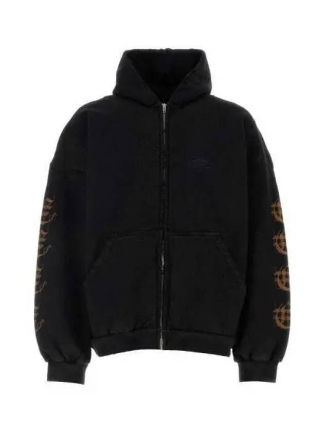 Luxury Balenciaga Trending 2025 Heavy Metal Oversized Zip-Up Hoodie Black