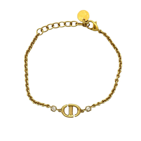 Gold Dior Gold Plated CD Logo Rhinestone Bracelet
