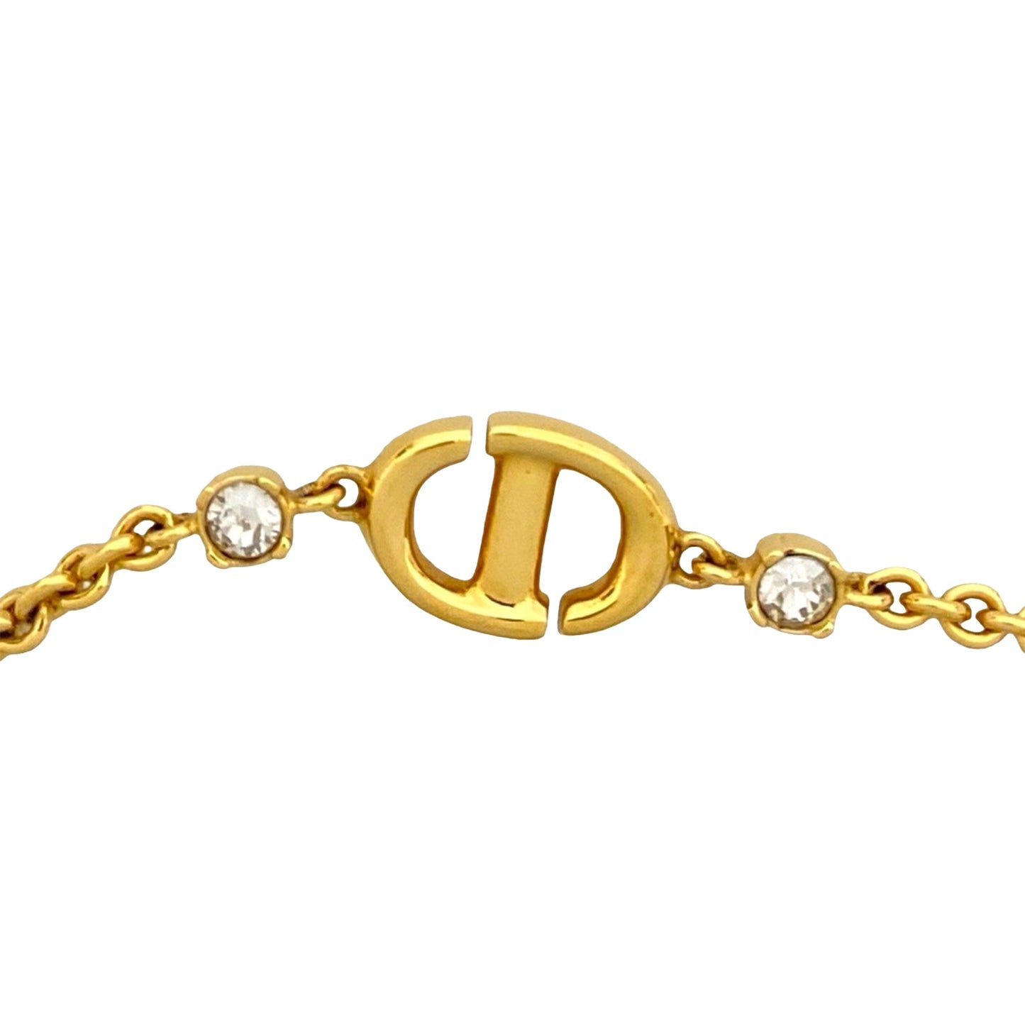 Gold Dior Gold Plated CD Logo Rhinestone Bracelet