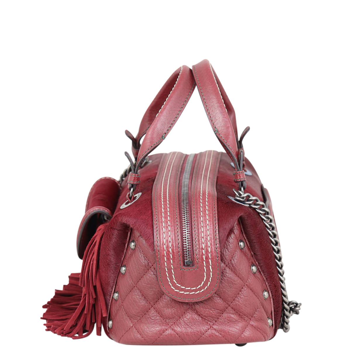 Chanel Pony Hair and Leather Paris-Dallas Bowling Fringe Bag | Burgundy