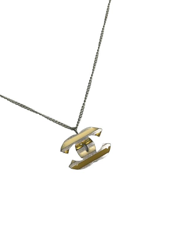 Chanel CC Resin Striped Pendant Necklace