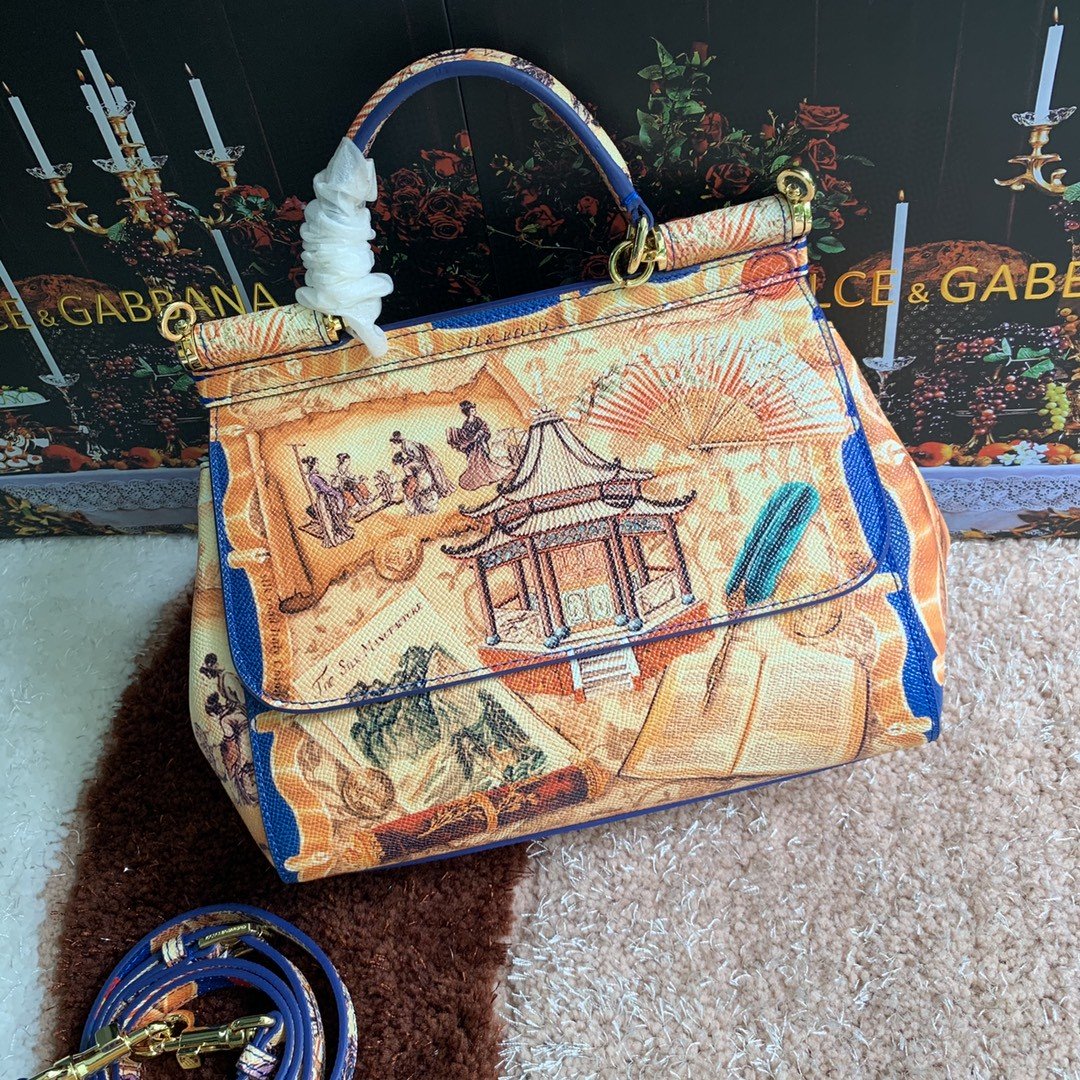 Top Quality 90s Sicily Bag With Logo Print Multicolor For Women 10.2in/26cm Top Quality