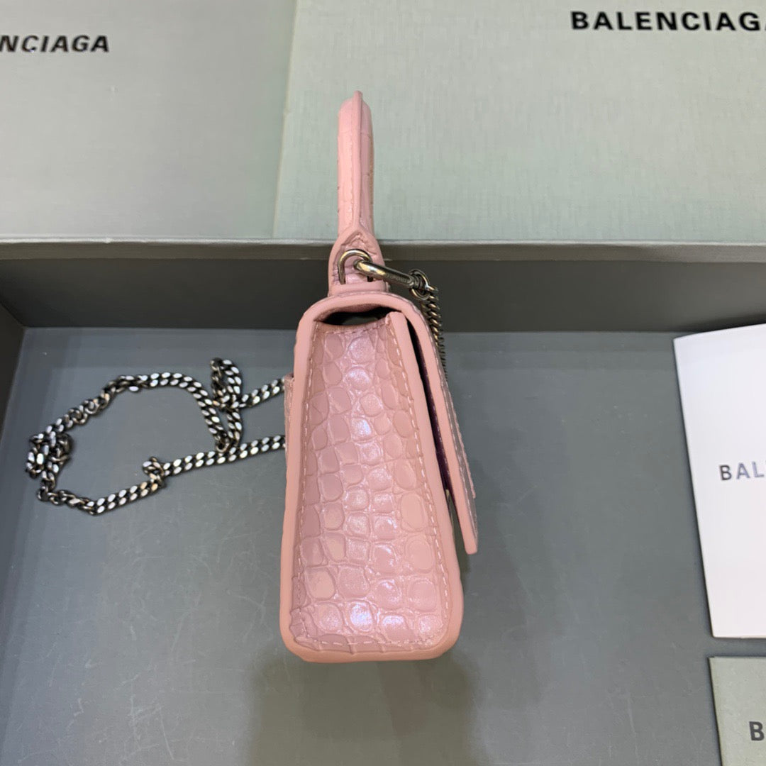 Top Quality Hourglass Mini Handbag With Chain In Light Pink, For Women,  Bags 4.7in/12cm