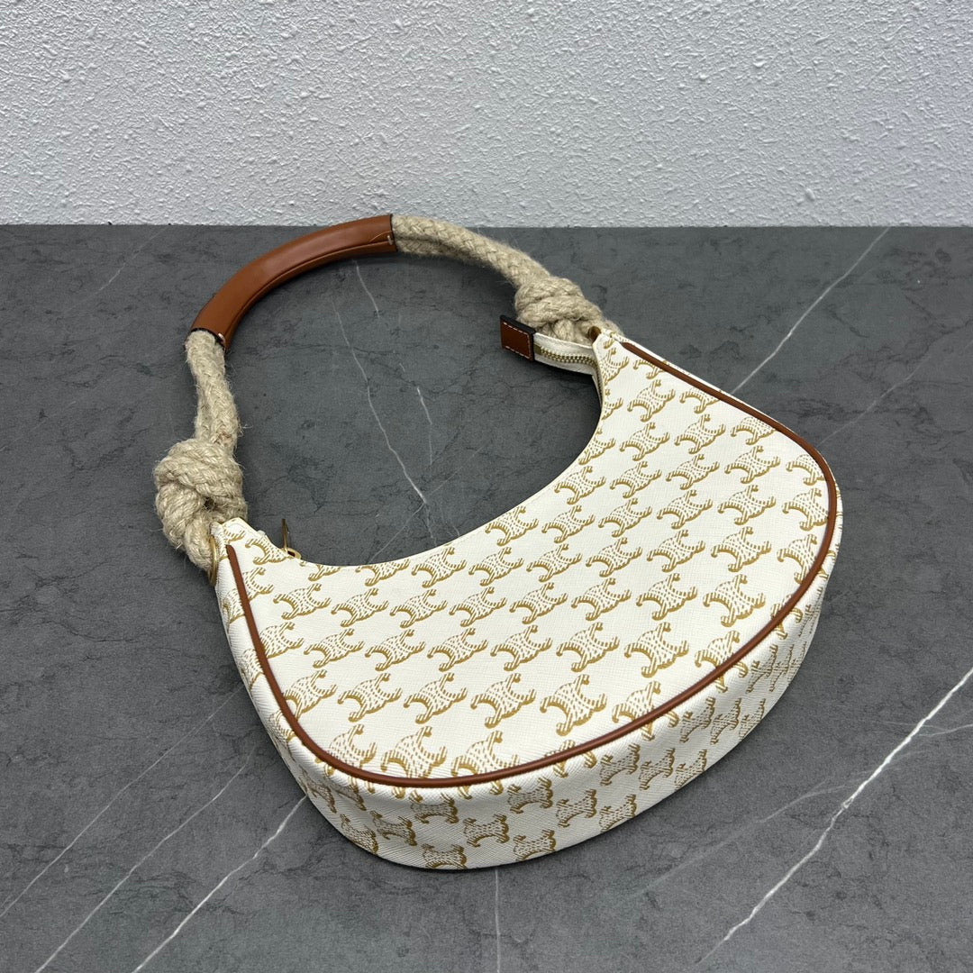 Top Quality MeTop Qualityum Ava Chain In Triomphe Canvas White For Women 10in/25cm