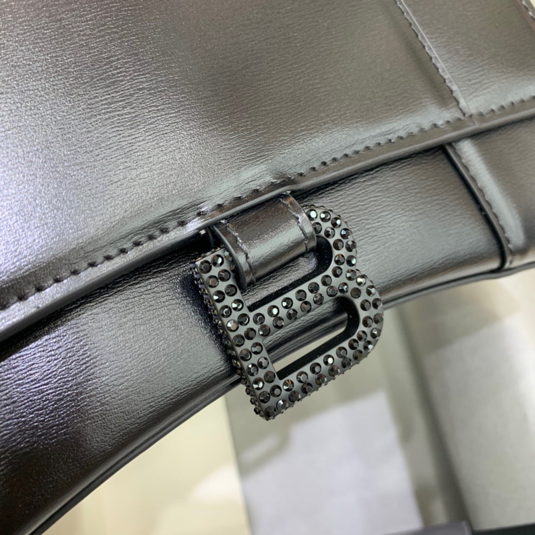 Top Quality Hourglass Small Handbag In Black, For Women,  Bags 9in/23cm