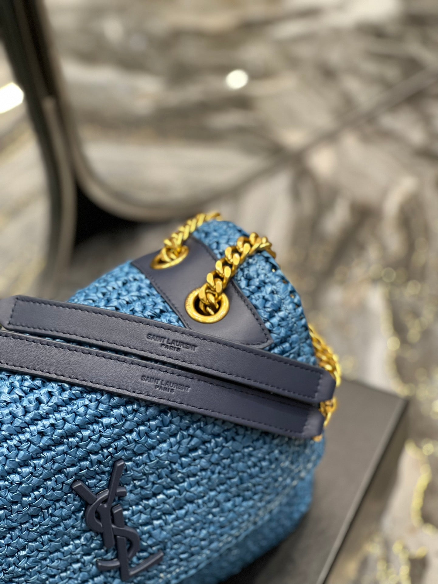 YSSL Niki Medium Chain Bag In RaTop QualityTop Qualitya For Women 11in/28cm Blue YSL 633187Gucci66W4246