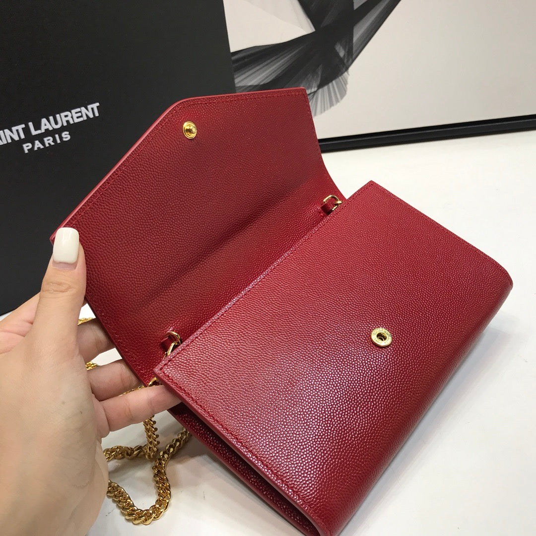 YSSL Uptown Chain Wallet Red For Women 7in/19cm YSL 