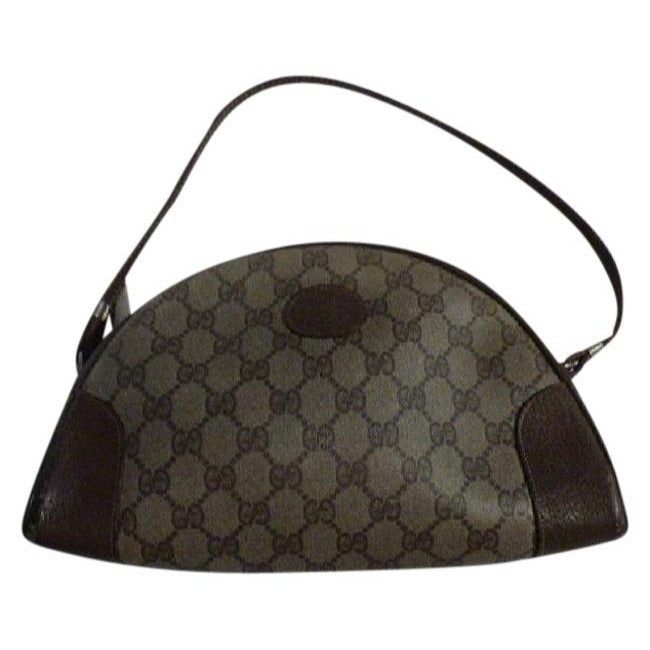 Gucci   Brown Large G Logo Print Coated Canvas And Brown Leather Hobo Bag
