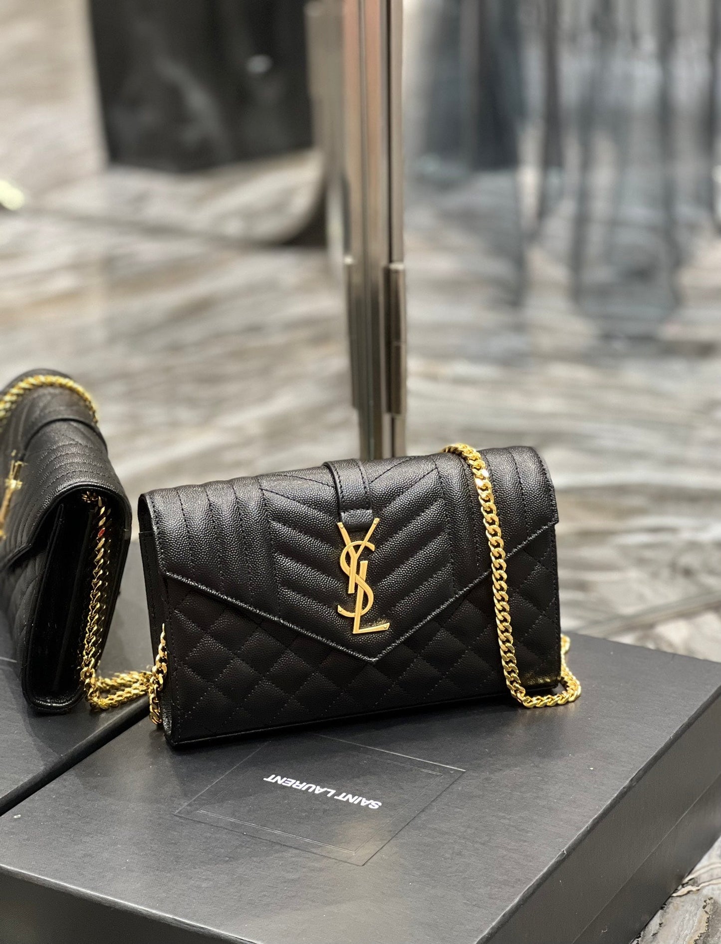 Top Quality Envelope Small Chain Bag Black For Women, Women’s Bags 8.6in/22cm YSL