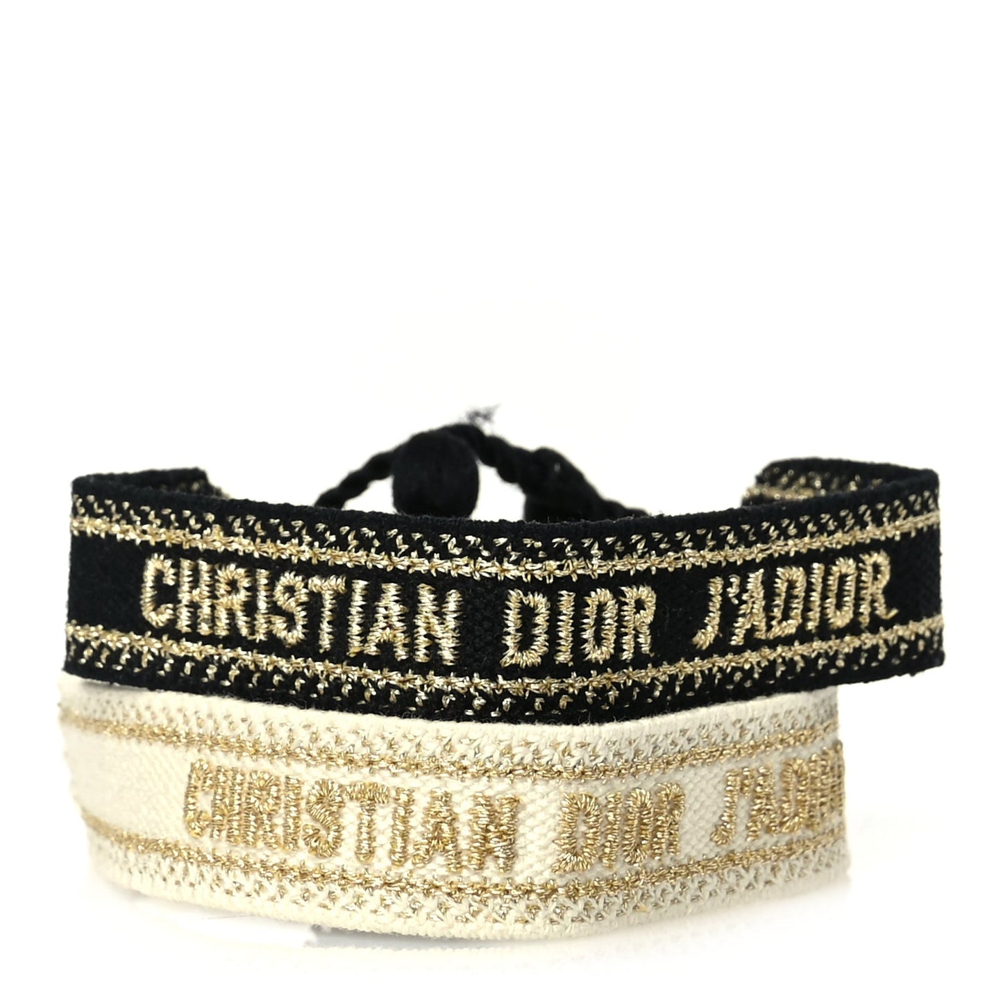 Christian Dior Woven Cotton J'Adior Friendship Bracelet Set Gold Black