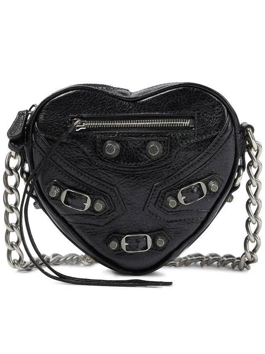 Luxury Balenciaga Trending 2025 Le Cagole Heart Cross Mini Bag Black