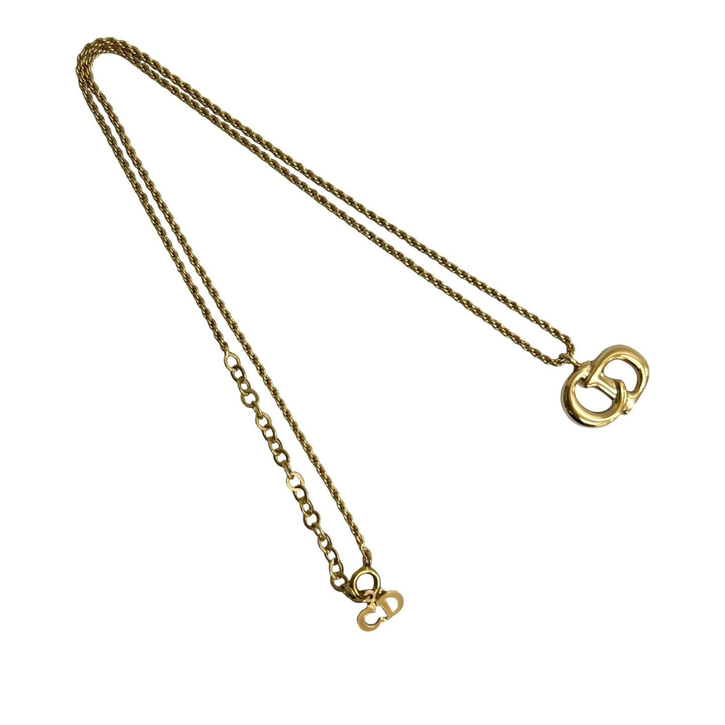 Gold Dior Gold Plated CD Logo Pendant Necklace