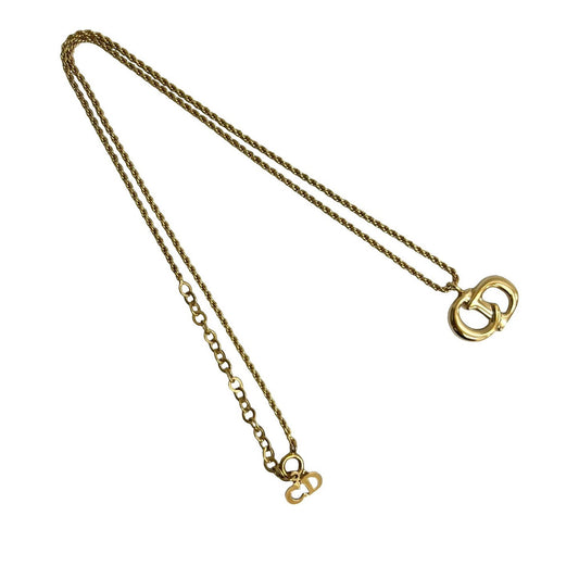 Gold Dior Gold Plated CD Logo Pendant Necklace