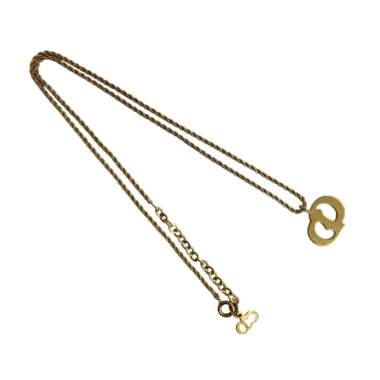 Gold Dior Gold Plated CD Logo Pendant Necklace