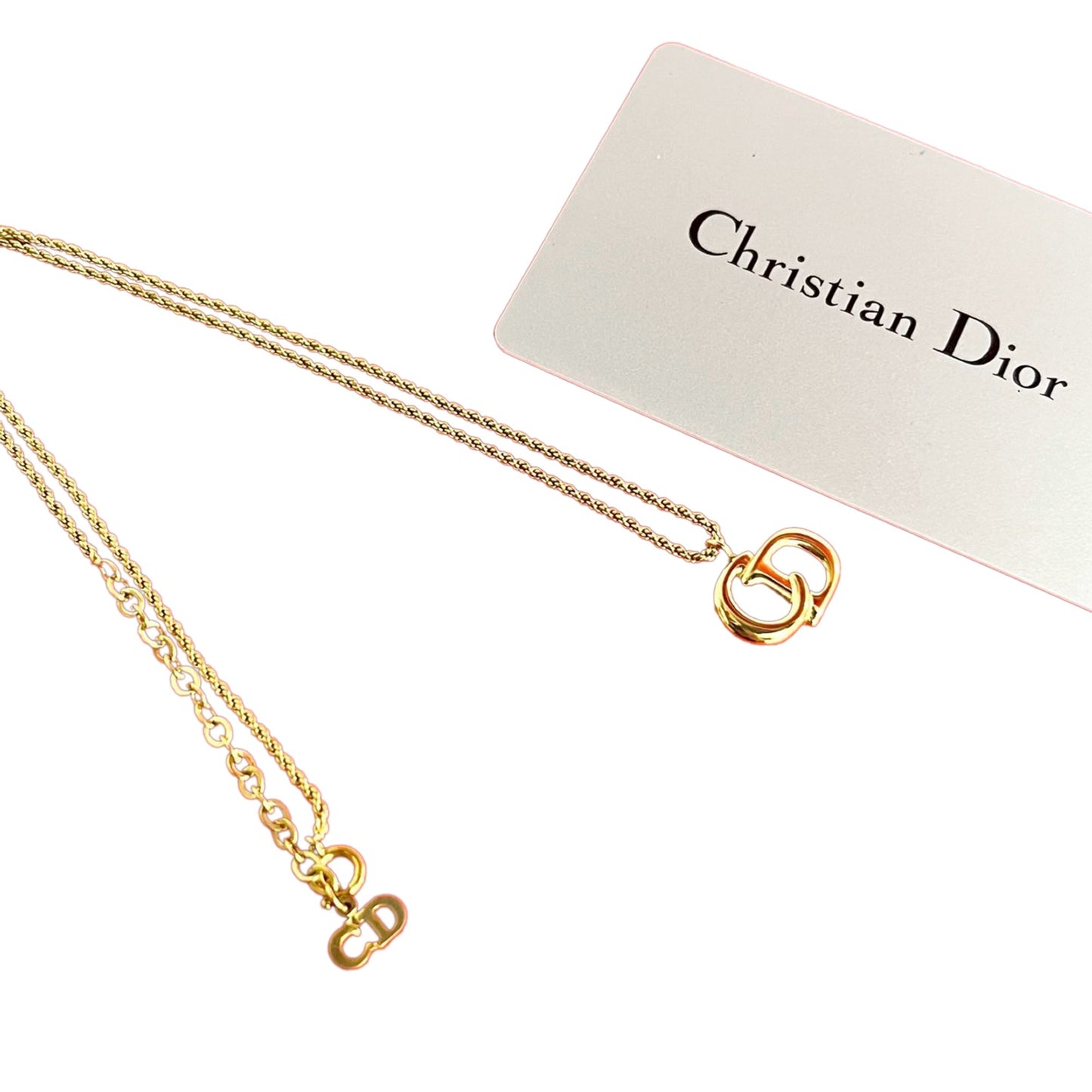 Gold Dior Gold Plated CD Logo Pendant Necklace