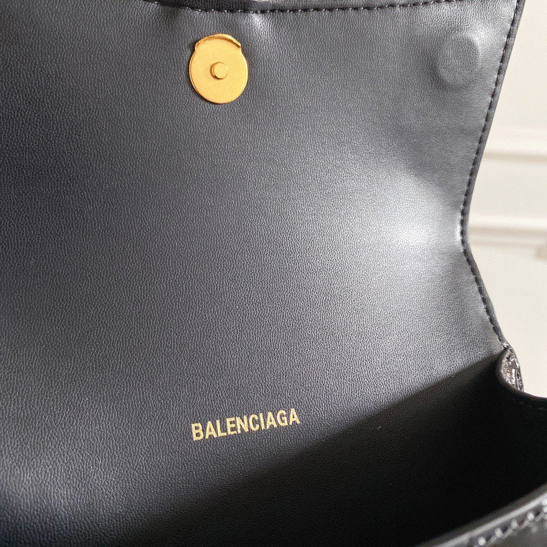Balenciaga Hourglass XS Handbag In Black, For Women, Womens Bags 7.4in/19cm