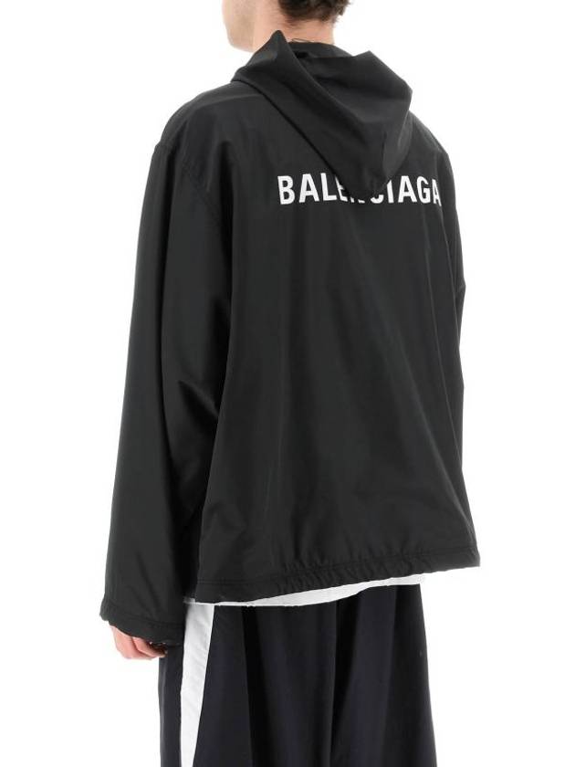 Luxury Balenciaga Trending 2025 Logo Print Hooded Windbreaker Black