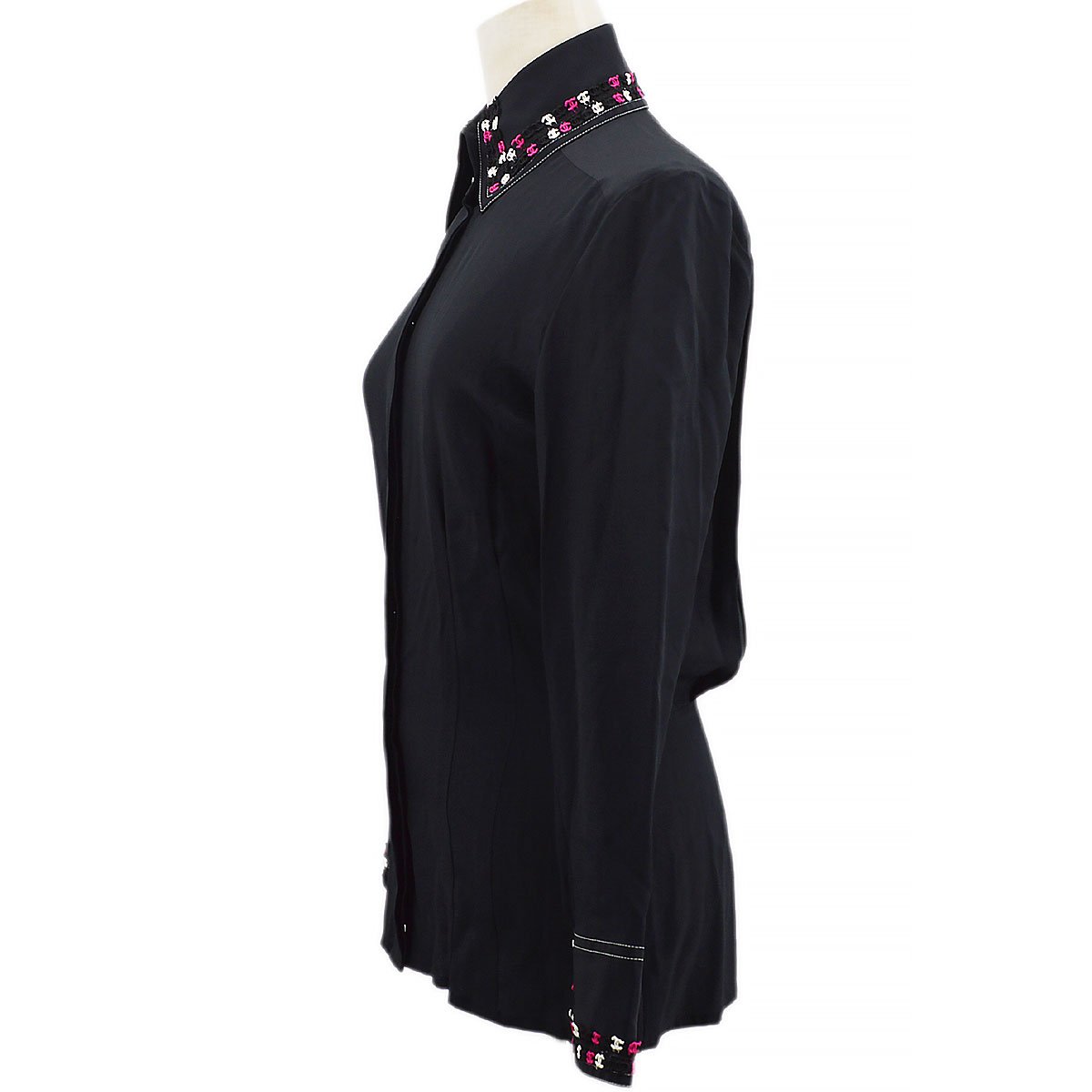Chanel 2004 Fall CC embroidered slim-fit shirt #36