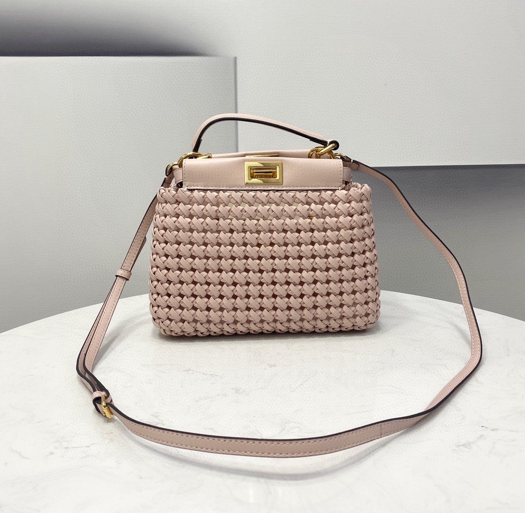 Top QualityTop Quality Peekaboo Mini Pale Pink Braided Bag For Woman 18cm/7in