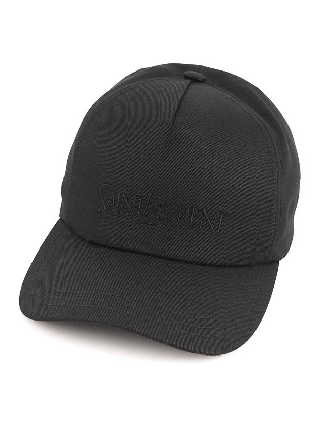 Luxury Saint Laurent Trending 2025 Embroidered Logo Gabardine Weave Cotton Ball Cap Black