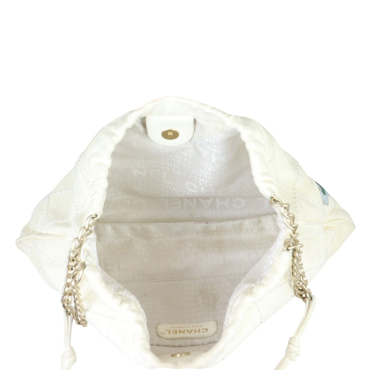 Chanel Quilted Rose Applique Hobo | Cream Lambskin