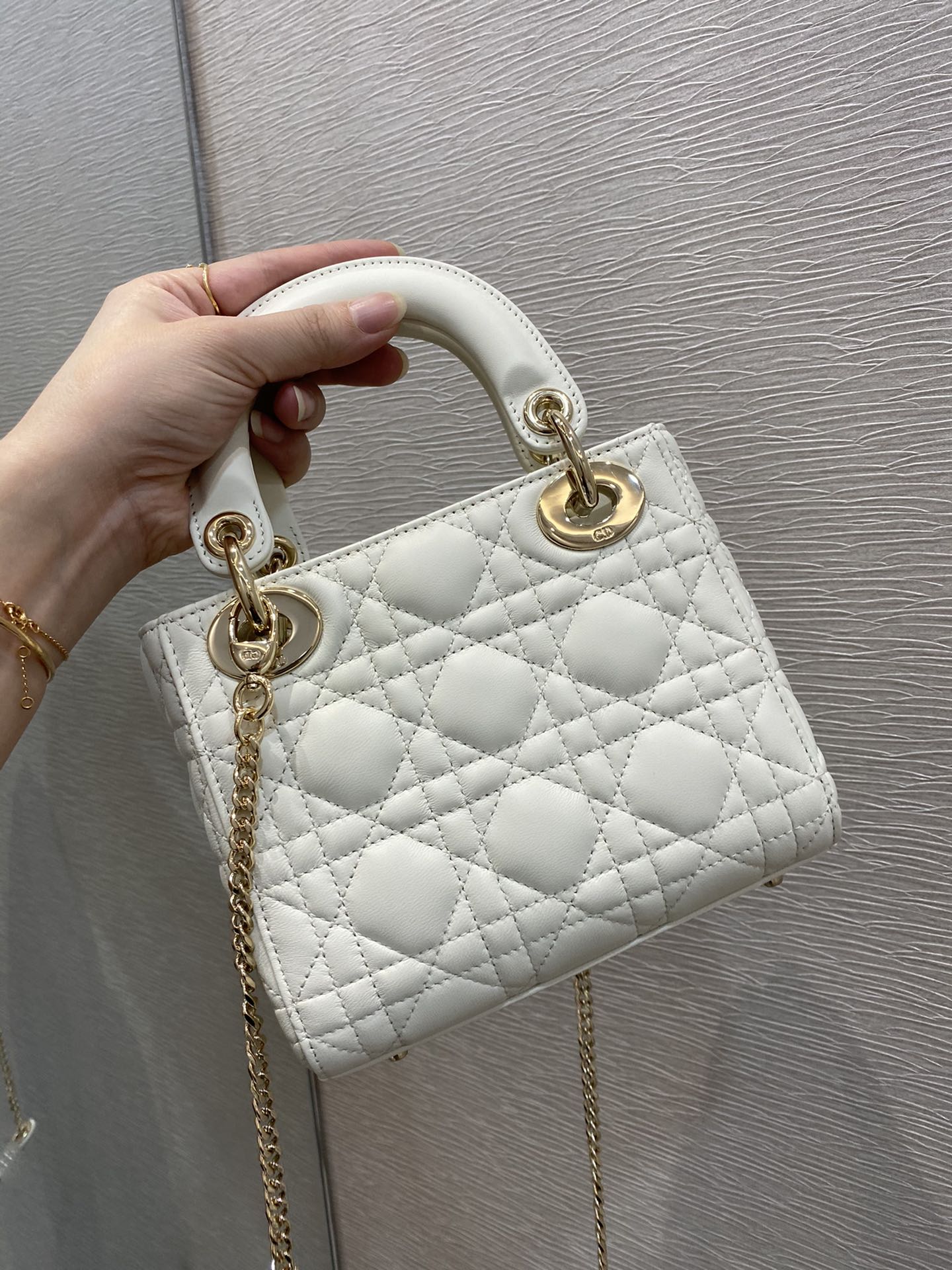 Top Quality Mini Lady Bag White For Women 6.5in/17cm CD M0505SLOI