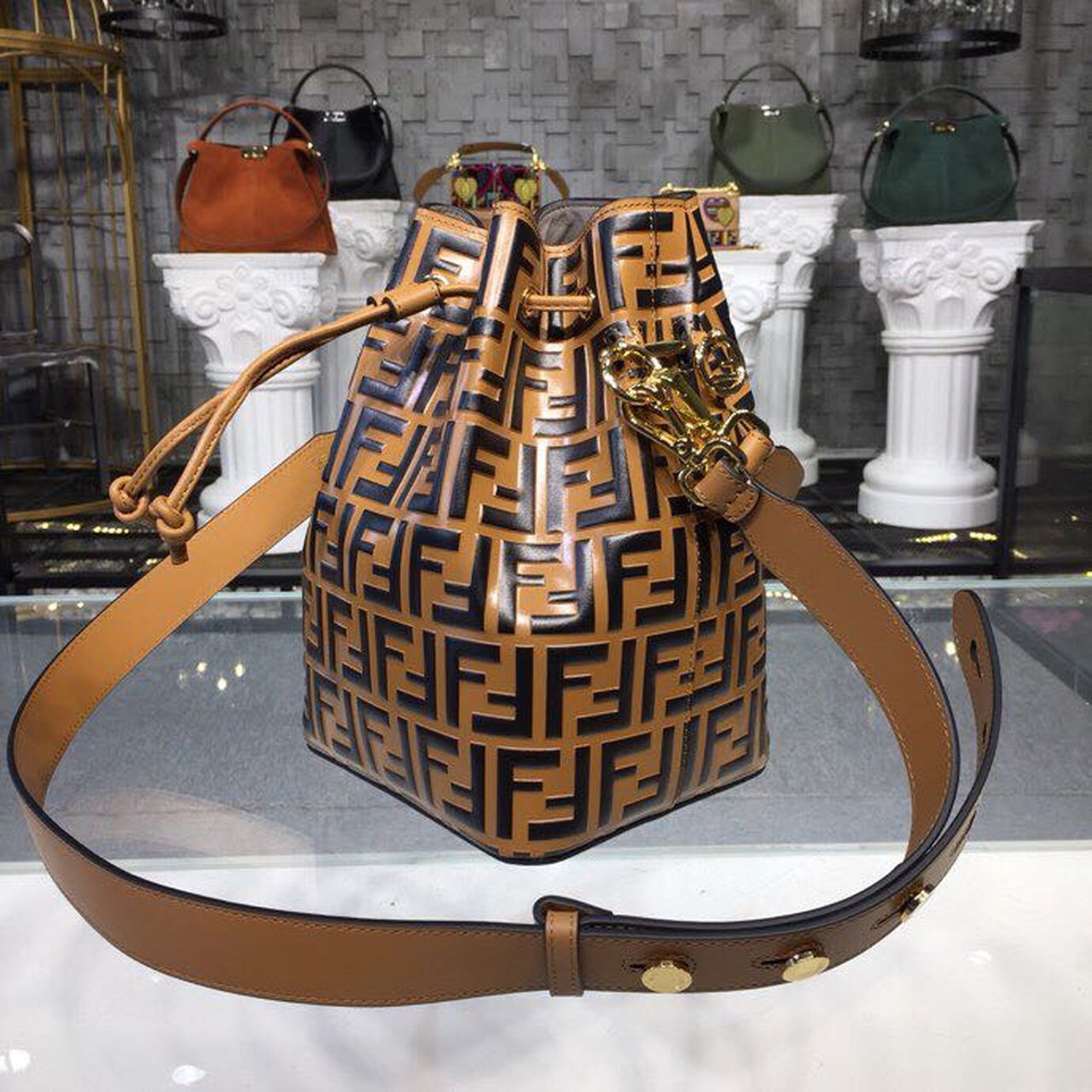 Top QualityTop Quality Mon Tresor Bucket Bag Brown For Women, Women’s Bags, Shoulder And Crossbody Bags 9in/23cm FF 8BT298