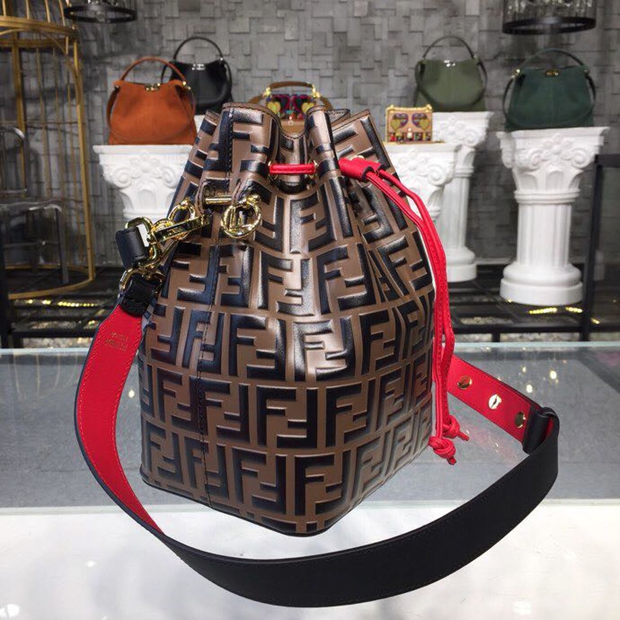 Top QualityTop Quality Mon Tresor Bucket Bag Brown For Women, Women’s Bags, Shoulder And Crossbody Bags 9in/23cm FF 8BT298A6AEF13VJ