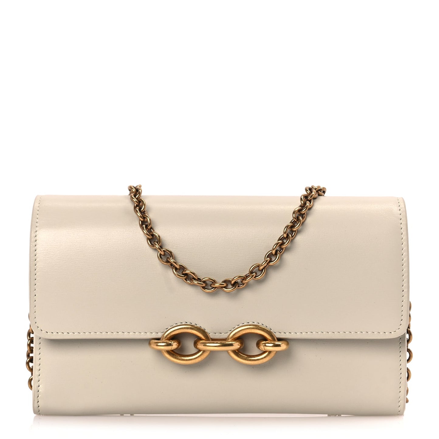 Saint Laurent Smooth Calfskin Le Maillon Chain Wallet Crema Soft