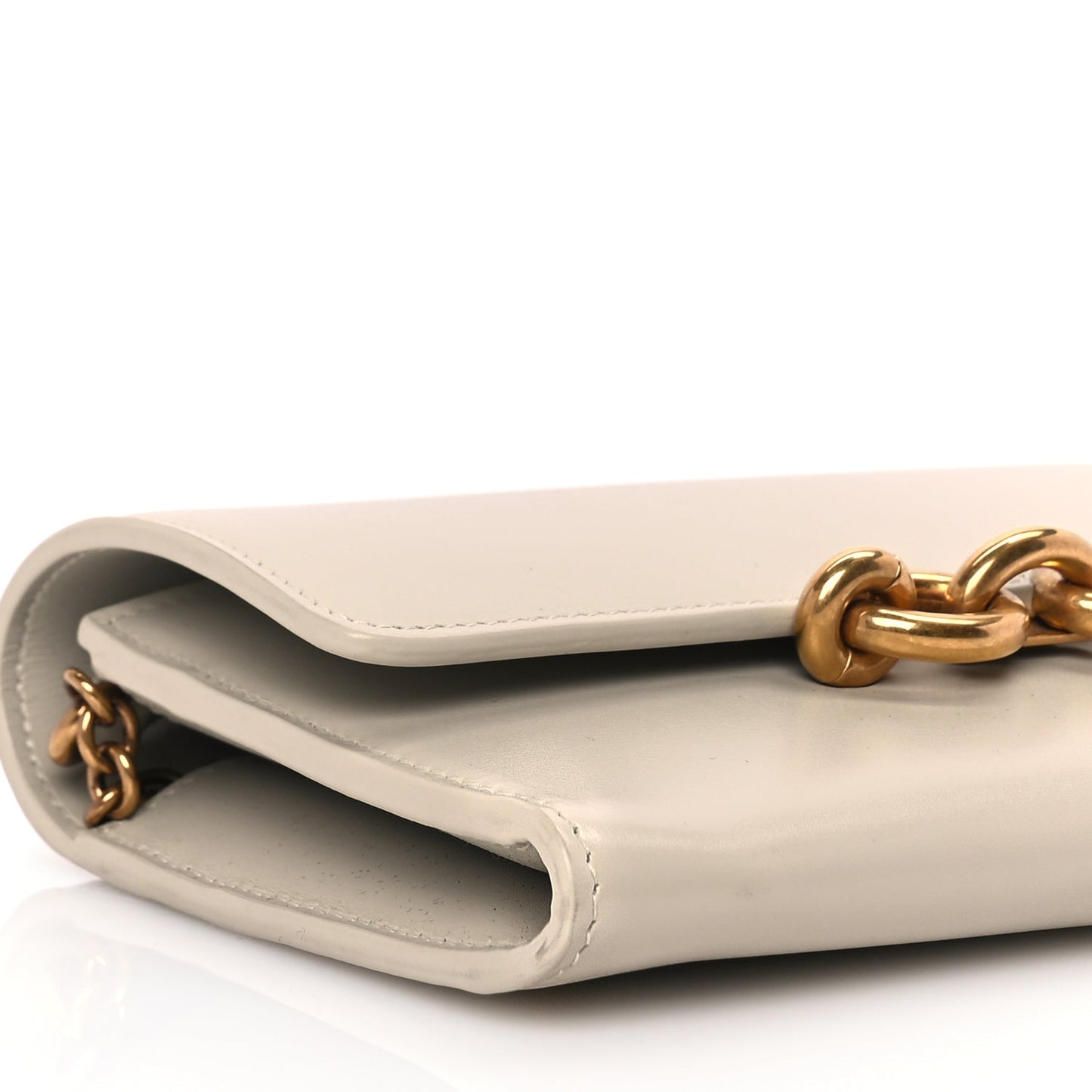 Saint Laurent Smooth Calfskin Le Maillon Chain Wallet Crema Soft