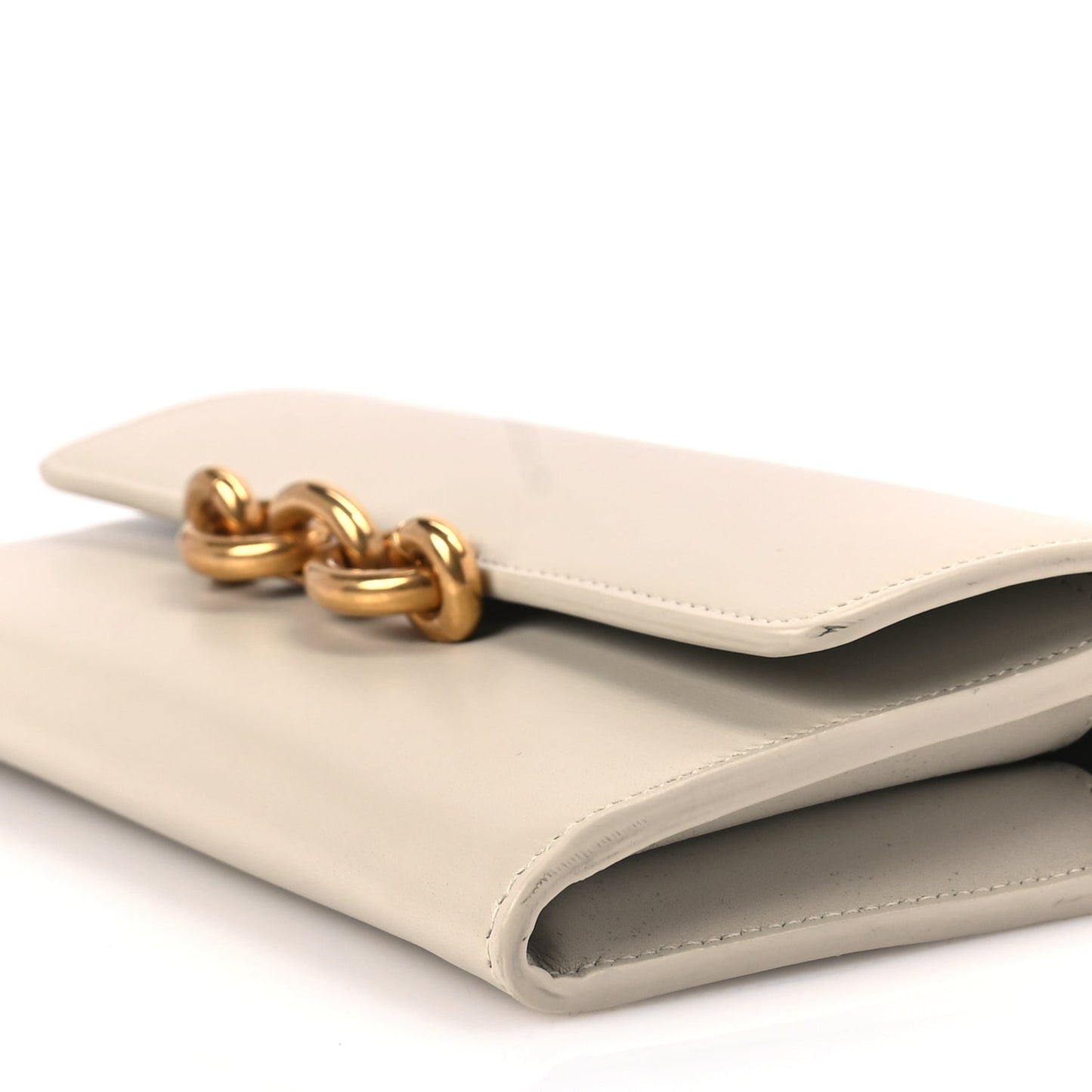 Saint Laurent Smooth Calfskin Le Maillon Chain Wallet Crema Soft