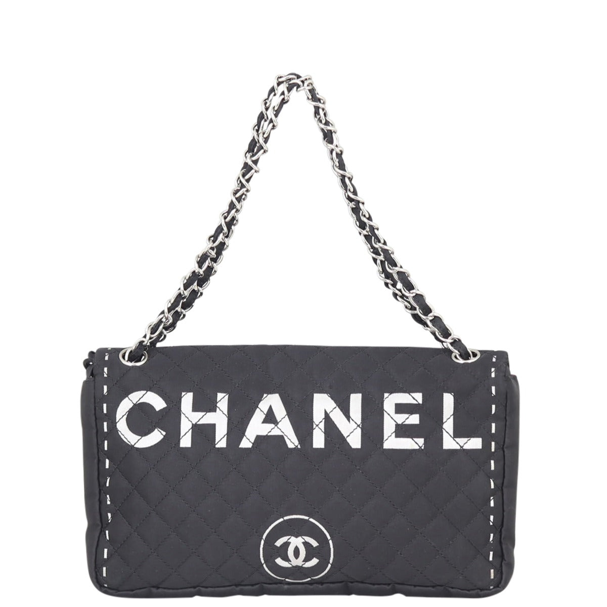 Chanel Quilted Textile Logo Flap Bag