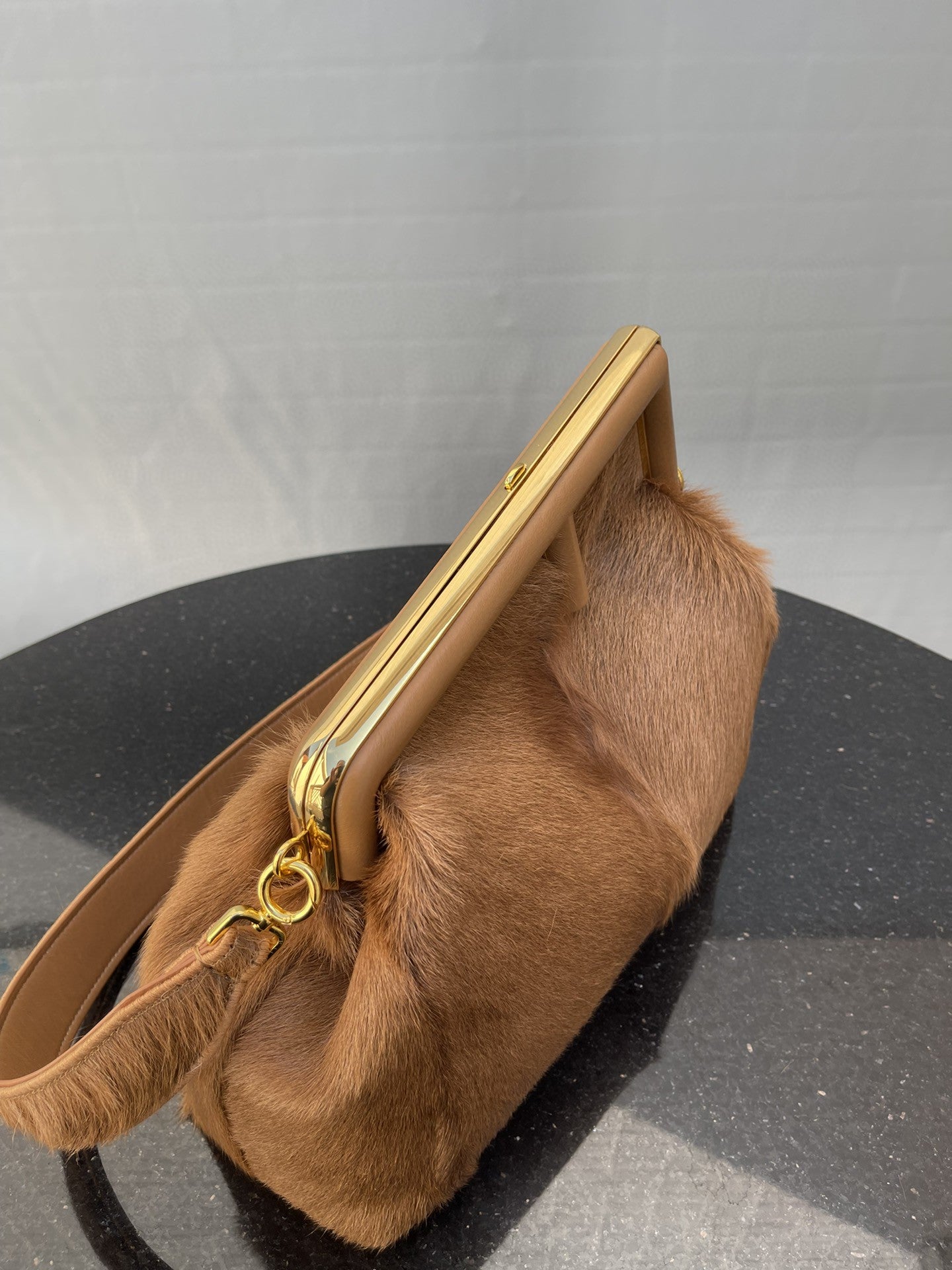 Top QualityTop Quality Top QualityTop Qualityrst Medium Brown Fox Fur Bag For Woman 32.5cm/13in
