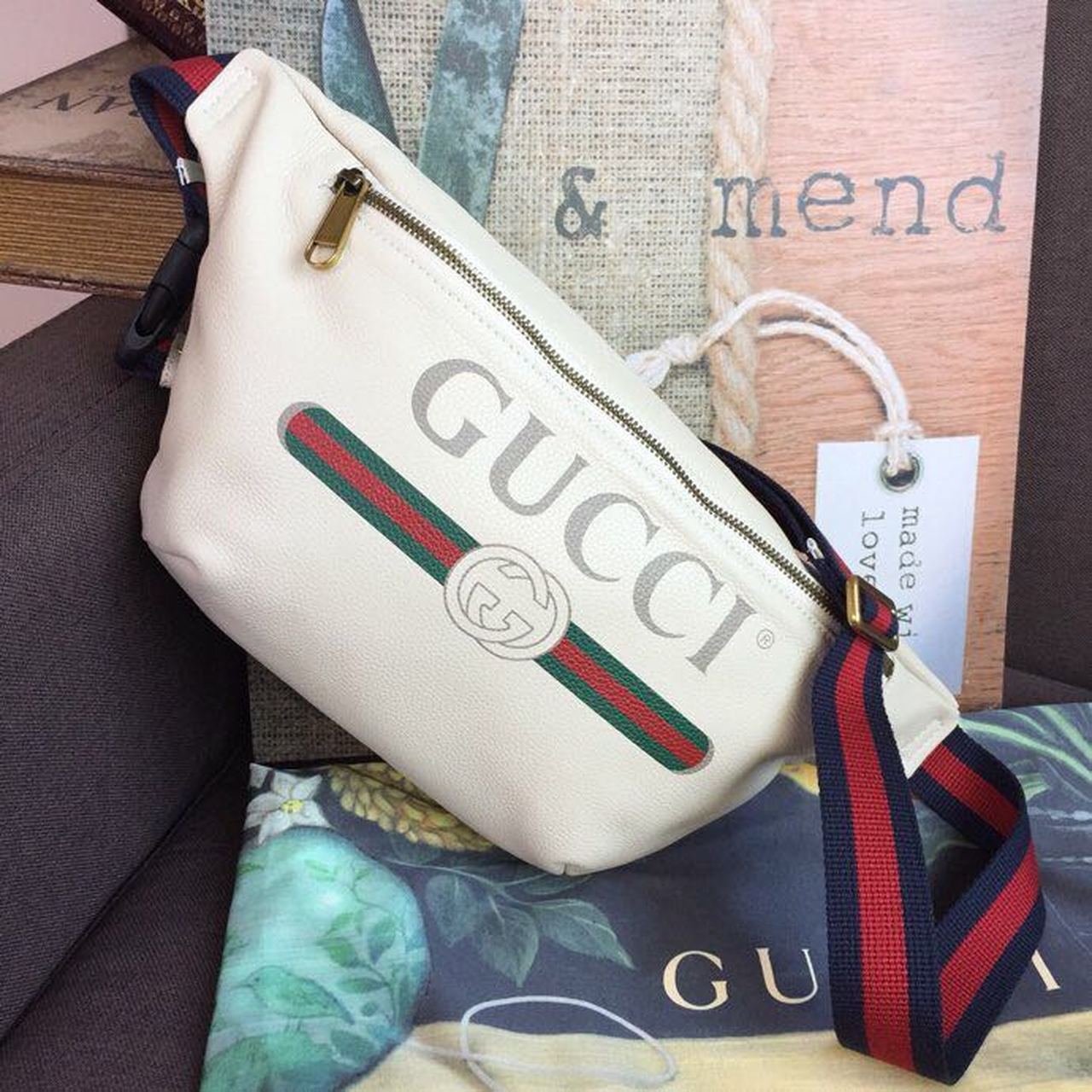 gg Print Waist Belt Bag White For Women And Men 15in/39cm gg 530412