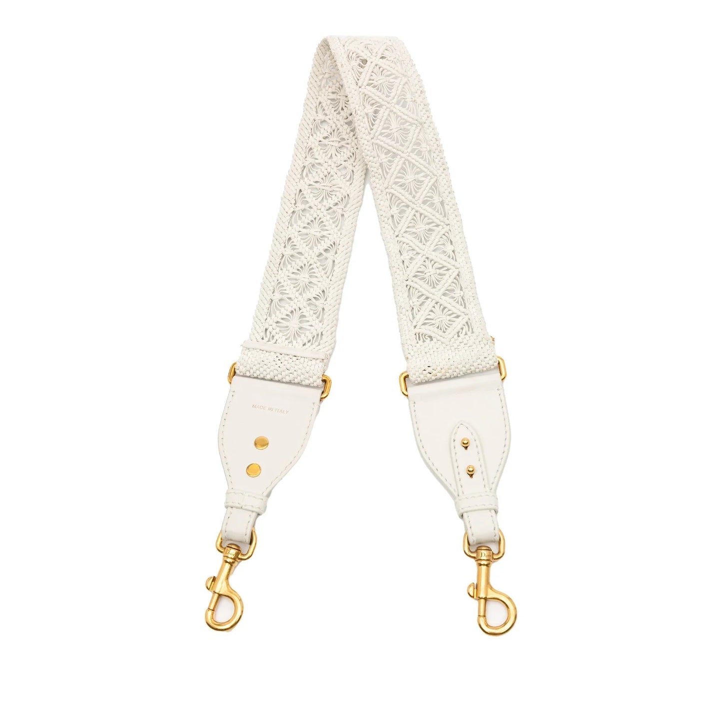 White Dior Calfskin Macrame Shoulder Strap