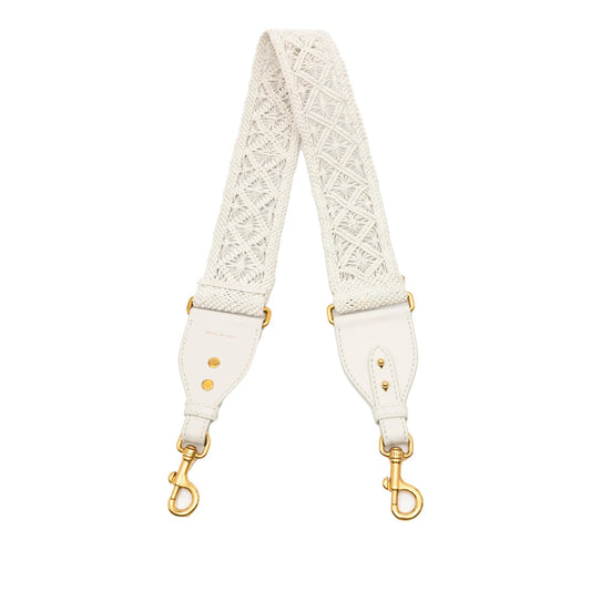 White Dior Calfskin Macrame Shoulder Strap