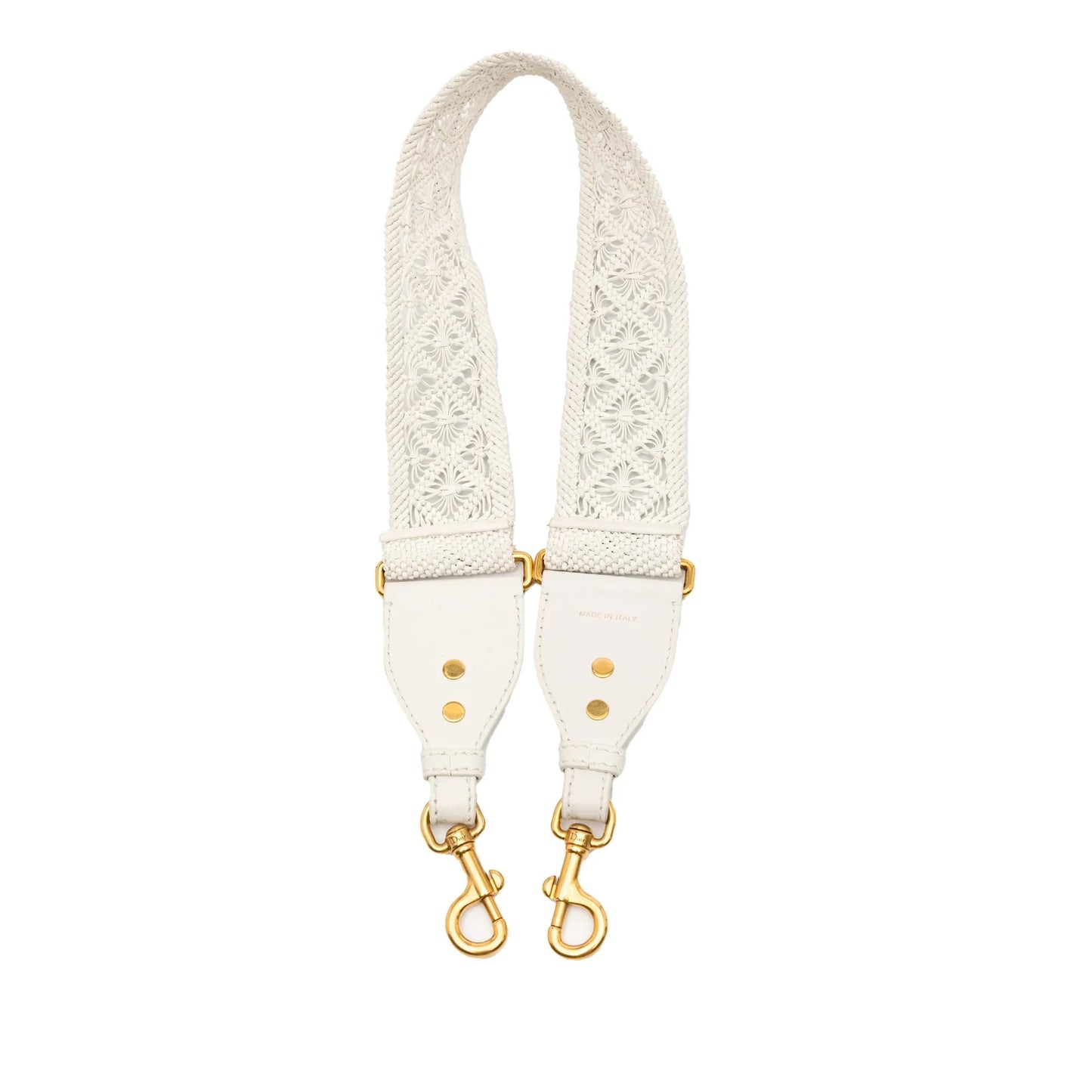 White Dior Calfskin Macrame Shoulder Strap