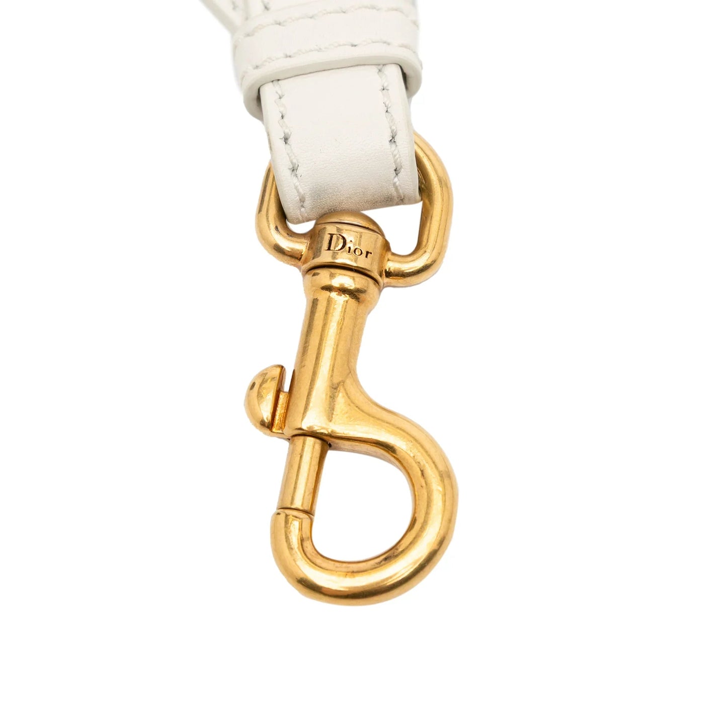 White Dior Calfskin Macrame Shoulder Strap