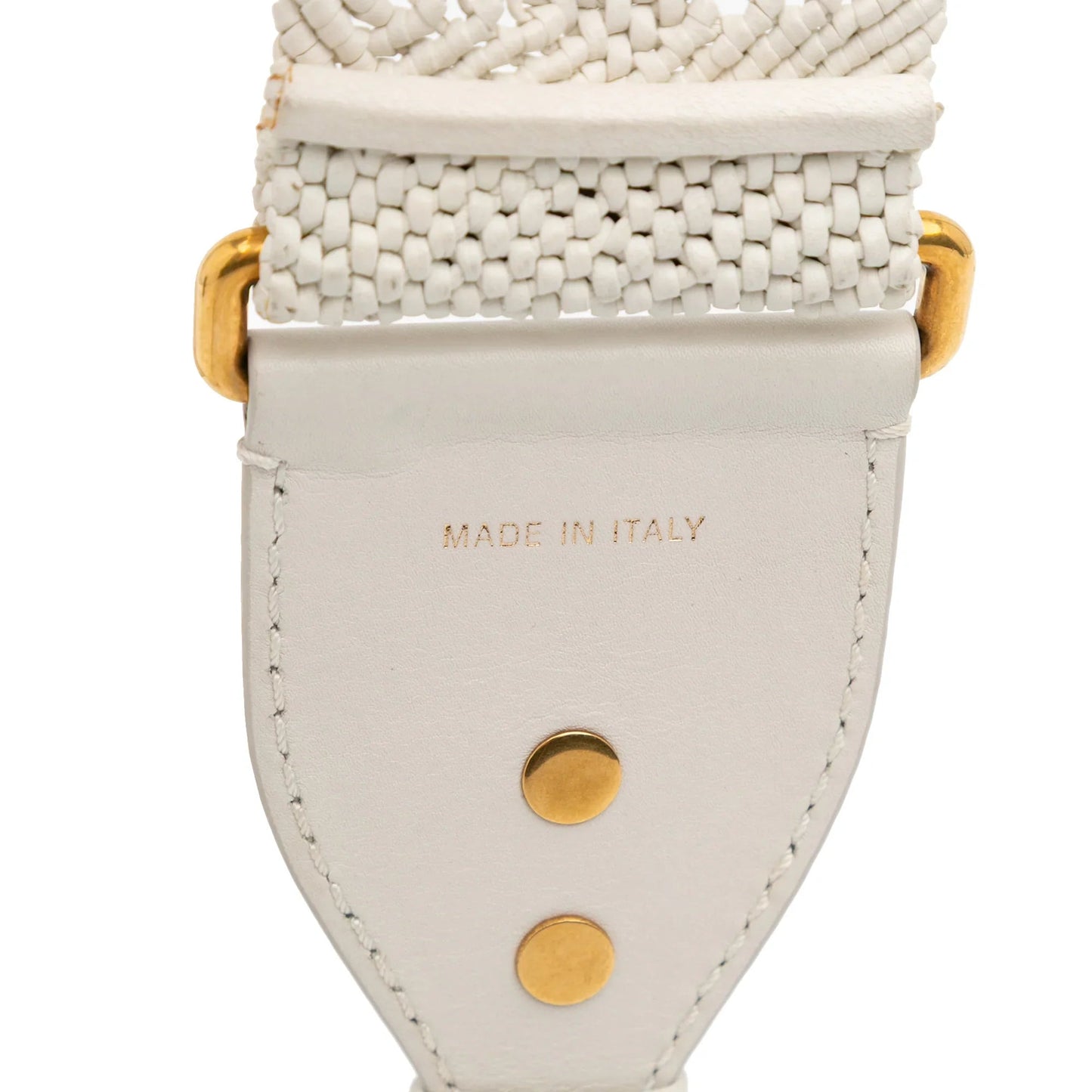 White Dior Calfskin Macrame Shoulder Strap