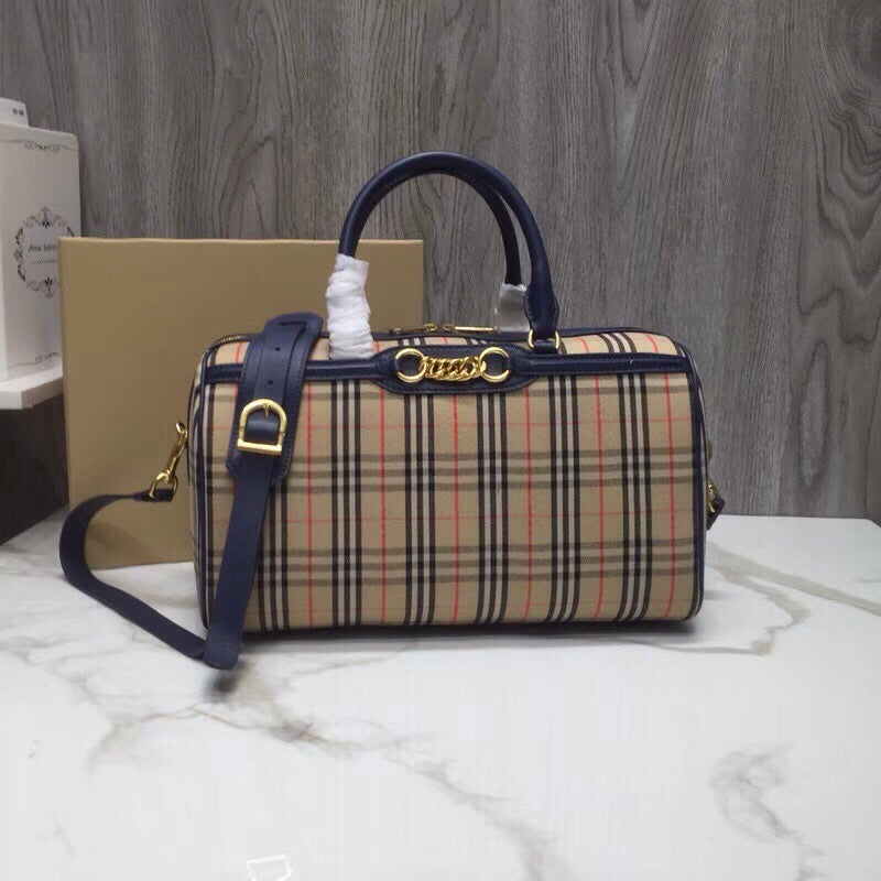 Top Quality Small 1983 Check LiNike Bowling Bag Blue/Brown For Women, Women’s Bags 9.1in/23cm