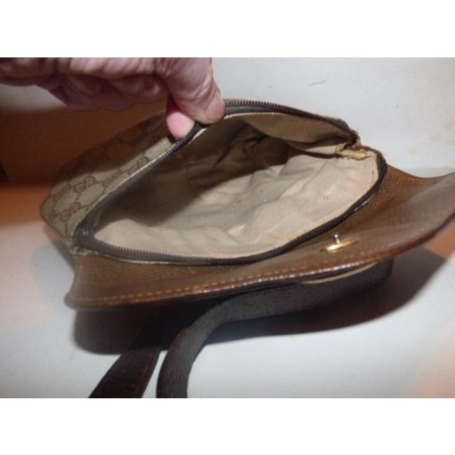 Gucci   Shades Of Brown Coated Canvas With Large G Logo Leather