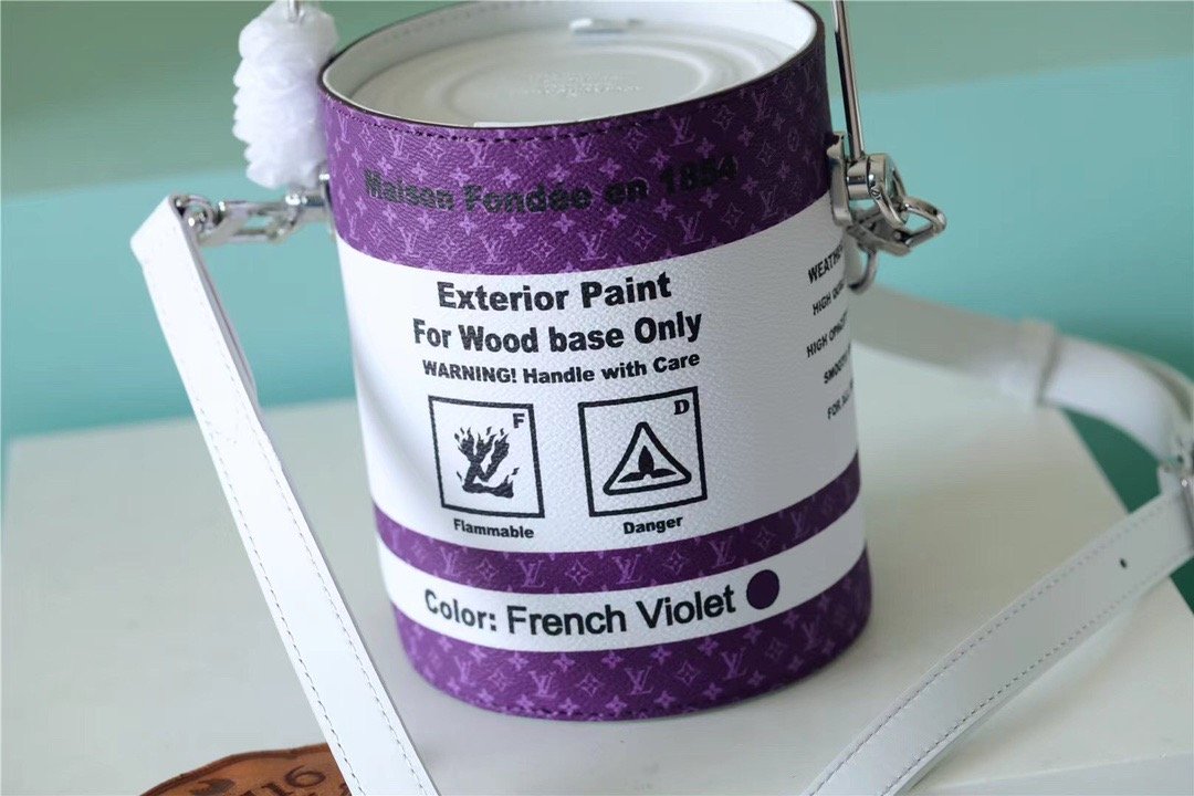 Top Quality Paint Can Coated Canvas By Virgil Ablohs PurpleFor Women, Womens Bags, Shoulder And Crossbody Bags 6.7in/17cm Top Quality M81591