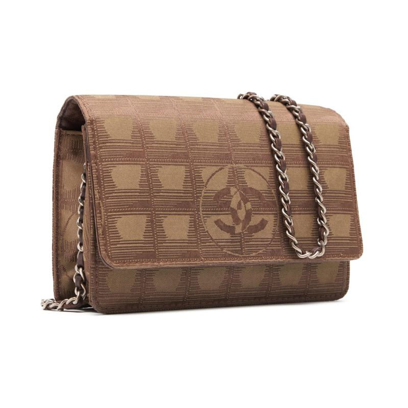 CHANEL  label chain wallet ram s x canvas brown (silver g) shoulder bag mini shoulder bag ladies bag ladies bag hybrid ? Ship?  handbags