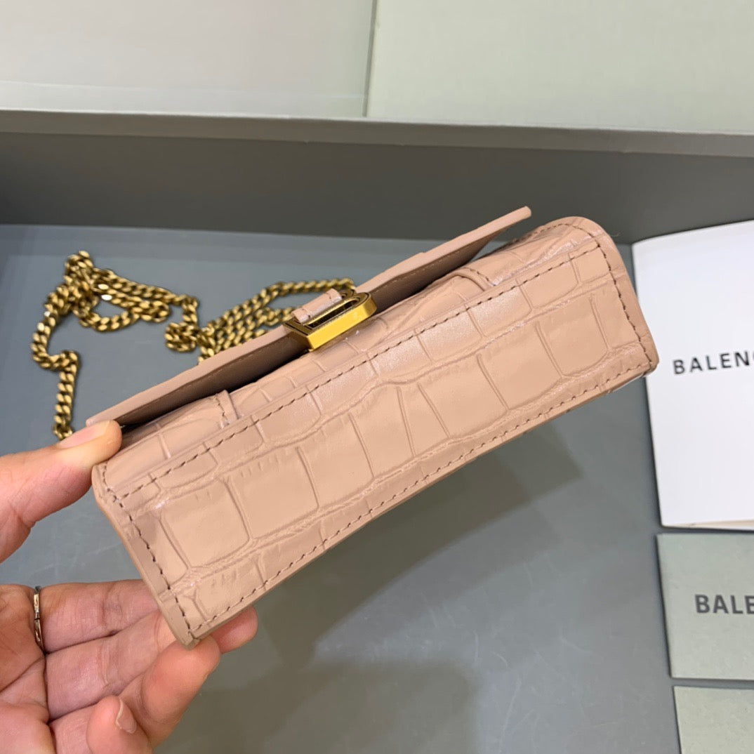 Top Quality Hourglass Mini Handbag With Chain In Beige, For Women,  Bags 4.7in/12cm