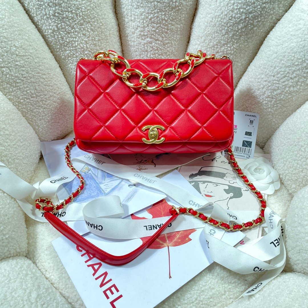 CHLLarge Top Qualityap Bag Gold Hardware Red For Women Handbags, Shoulder Bags 9.1in/23cm AS3367