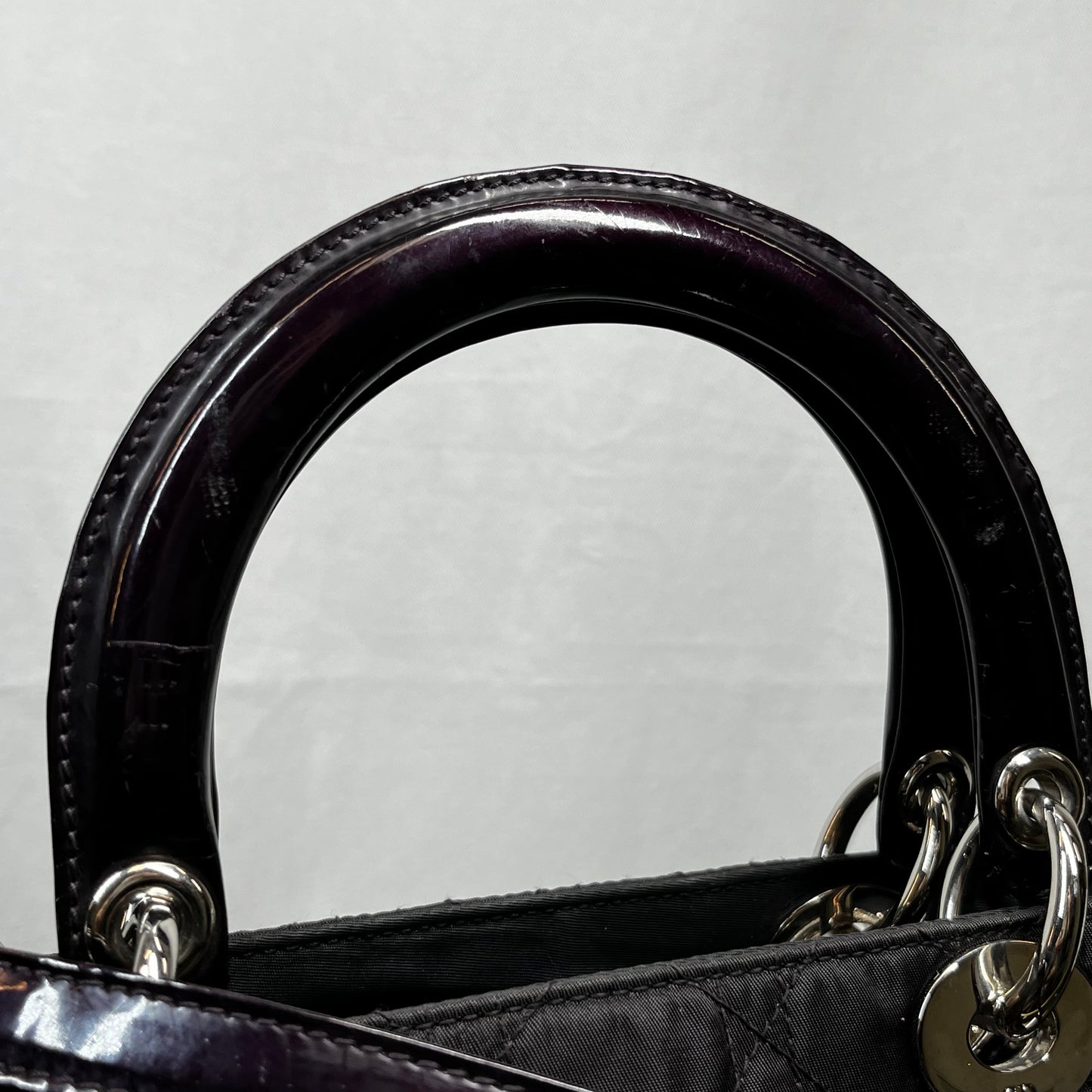 Dior Purple Nylon Cannage Lady Dior Satchel