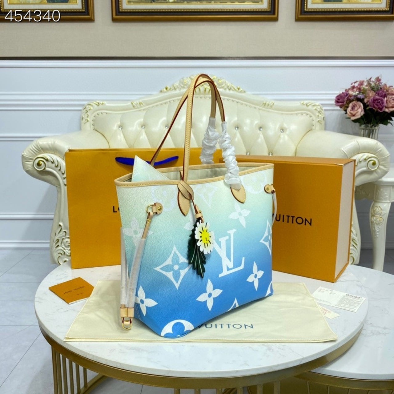 Top Quality Neverfull MM Tote Bag Monogram Giant Canvas Blue For Women,  Shoulder Bags 12.2in/31cm Top Quality M45678