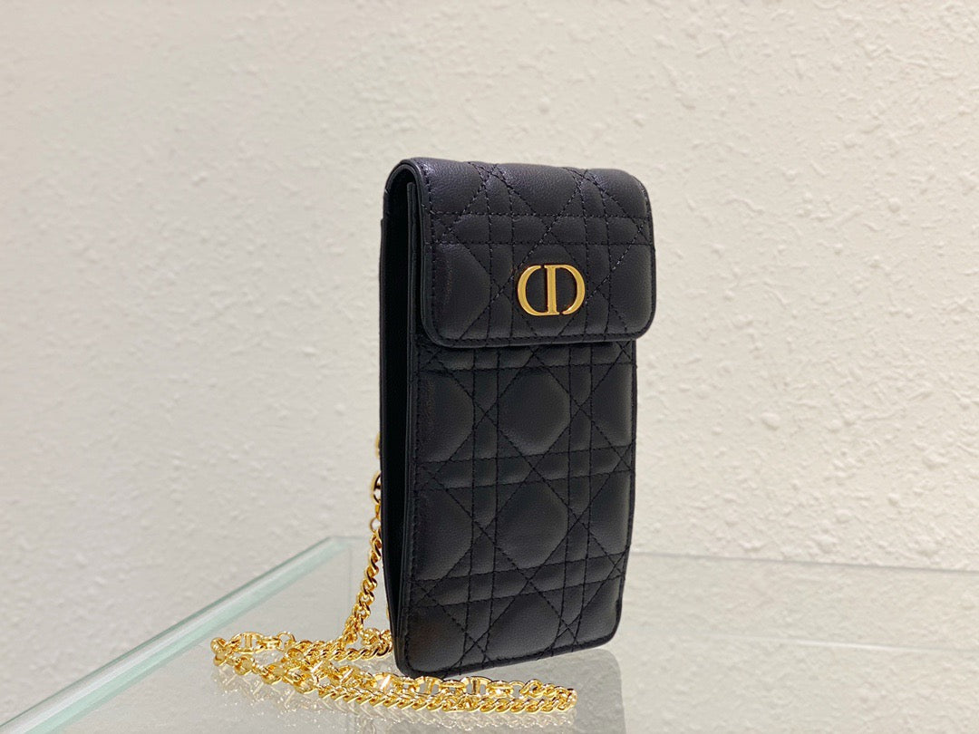 Top Quality Caro Phone Holder With Chain Black, For Women, Womens Handbags 7.5in/18.5cm CD S5105UWHC_M900