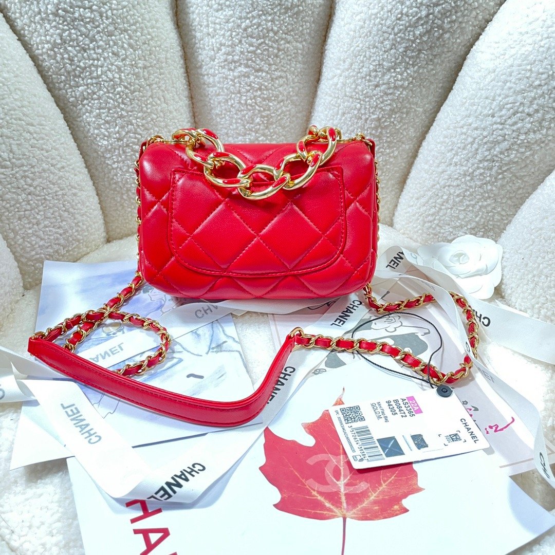 CHLMini Top Qualityap Bag Gold Hardware Red For Women Handbags, Shoulder Bags 6.7in/17cm AS3365