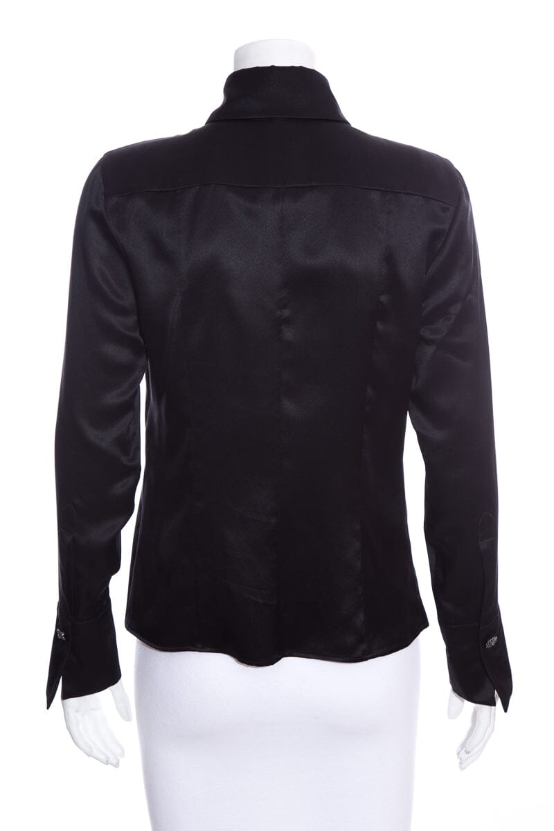 Chanel Black Silk Satin Blo  SZ 38